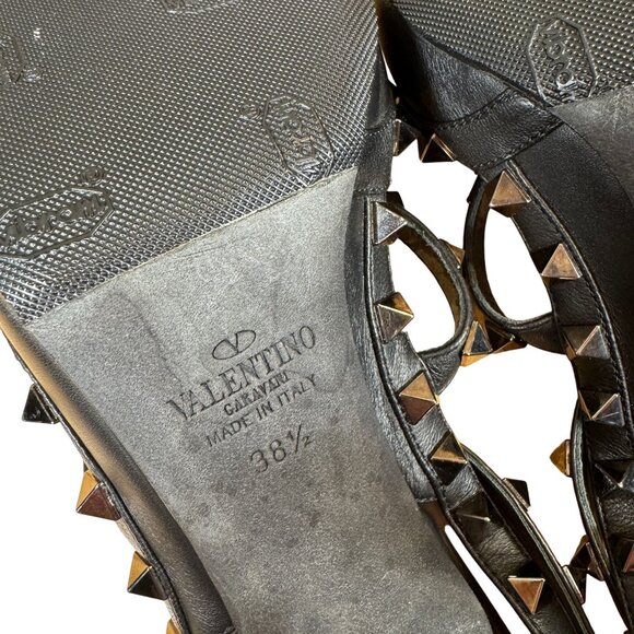 Valentino Garavani Noir Rockstud Caged Pointed Toe Stiletto Heels Size 38.5 - Picture 12 of 12